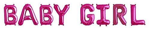 ballonfritz® Luftballon BABY GIRL Schriftzug in Pink/Rosa - XXL Folienballons für Luft als Geschenk zur Geburt eines Mädchen, Baby-Shower-Party Deko oder Überraschung