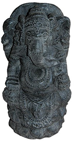 Seestern Sportswear Ganesha Garten Statue 50 cm Hindu Asia Deko Figur Steinguss für innen & außen schwarz antik /1884