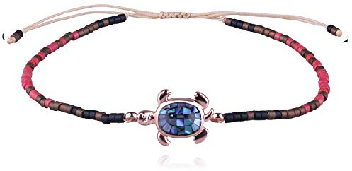 KELITCH Braccialetto Di Perline Di Conchiglia Di Abalone Bracciale Regolabile Con Ciondolo A Forma Di Tartaruga Bracciale Avvolgente Braccialetto Di Amicizia Gioielli