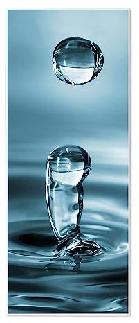 banjado® Magnettafel 30 x 75cm / Magnetwand aus Metall/Magnetpinnwand als Memoboard/Pinnwand Magnettafel Küche, Büro, Kinderzimmer inkl. 4 Magnete & Montageset - Motiv Wassertropfen