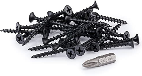 SEQUAL® Firmfix Fine Thread Drywall Screws M3.5 x 50mm (Box of 200), Phillips Bugle Head. Corrosion-Resistant. Black Phosphate Finish. Sharp Piercing Point for Plasterboard, Drywall and Wood.