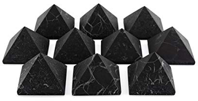 KASHU - Shungite Piramide Non Lucida | Pietra preziosa e curativa originaria della Carelia - Protezione Radiazioni Cellulare e EMF - 10 x 4 cm