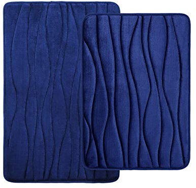 Homaxy - Alfombra de baño de Espuma de Memoria, Juego de 2 Piezas de Alfombra de baño Antideslizante y Absorbente, Alfombra y alfombras de baño Lavable a máquina (40 x 60 cm +50 x 80 cm, Azul Marino)