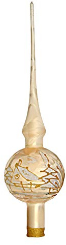 Baumspitze Gold mit Winterlandschaft Christbaumschmuck aus Lauscha