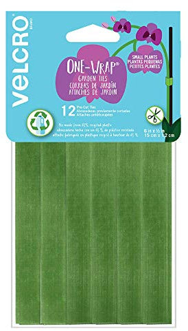 VELCRO Brand VEL-30087-AMS ONE-WRAP - Paquete de iniciación de bridas para jardines o plantas de interior, 12 unidades, precortadas, 6 x 1/2 pulgadas, plástico reciclado verde