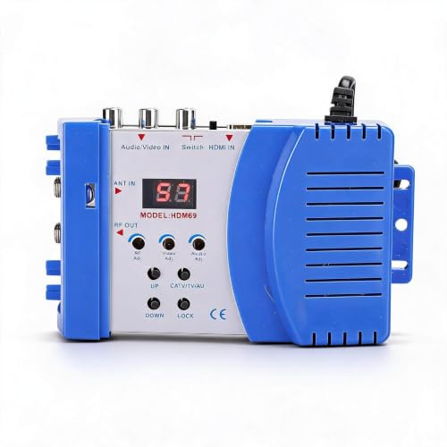 Dpofirs Digitaler Modulator, AV zu HF Wandler UKW UHF PAL Standard tragbarer Modulator Audio Video TV Signalwandler HDMI AV Eingangsunterstützung PAL TV Formatausgang