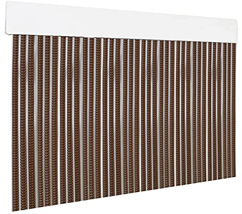 HOME MERCURY – Cortina Plana para Puerta Exterior o Interior, Material PVC – Libre de Insectos (210x90CM, Marron+Filo Transparente P13)