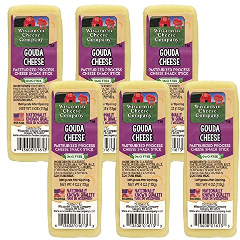 Wisconsin Cheese Company - 100% Wisconsin Gouda Cheese – 4 oz Blocks (Pack of 6) | Premium Artisan Wisconsin Cheese for Charcuterie, Snacking & Gift Boards