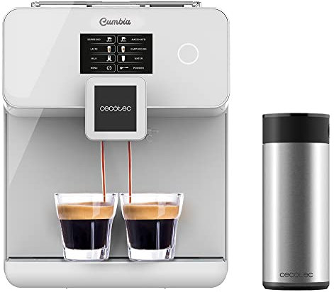 Cecotec Superautomatische Kaffeemaschine mit Power Matic-ccino 8000 Touch Serie Bianca S. 1400 W, Touchscreen, All Cappuccino-System und personalisierbarer Kaffee, 19 Bar, Milchbehälter