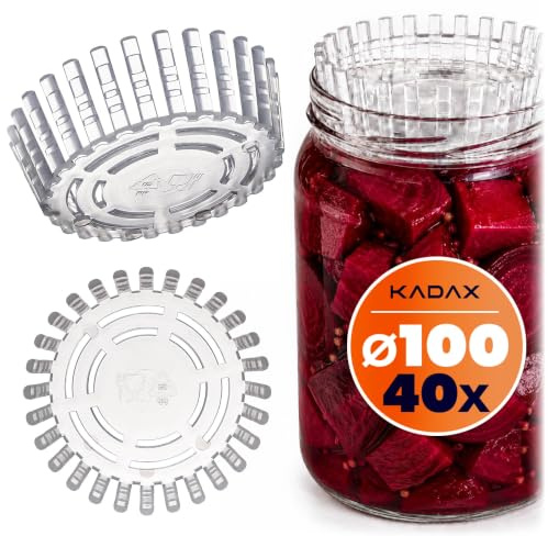 KADAX Fermenteringsvikter – Set med 40 | Tillbehör fi 100 mm med Nät för Konservburkar TO100 | Plastinsats för Surkål, Kimchi & Gurka | BPA-fri