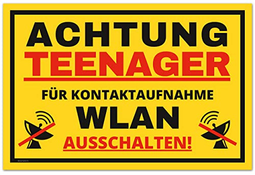 Vorsicht Teenager Schild (30 x 20 cm) - lustiges Geschenk für Jugendweihe oder Geburtstag - Türschild für Zimmerdekoration - geeignet für Jungen und Mädchen