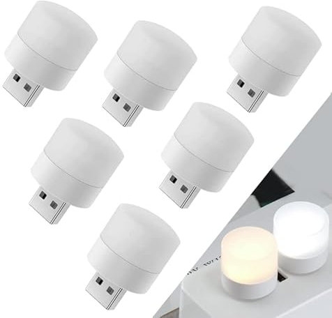 10 Pieces Mini USB Night Light LED Plug-in Portable Household Atmosphere Light for Bathroom car Nursery Kitchen Warm White Bulb