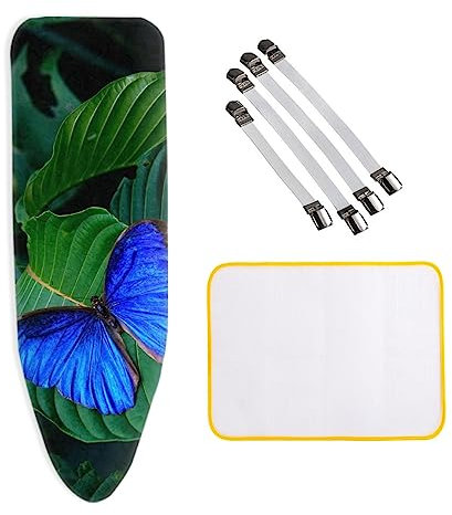 Extra Groß Bügelbrettbezug für Dampfbügeleisen, Bügeltischbezug XXL 135x50cm, 100% Baumwolle Bügelbrett-Bezug inkl 4 Spannclips