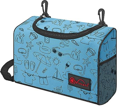 Vinsani Wäscheklammerbeutel, hochwertig, wasserdicht, tragbar, Aufbewahrungstasche mit Doppel-Clips, Schulter-/Hüftgurt, hält bis zu 300 Wäscheklammern, geeignet für den Innen- und Außenbereich, Blau