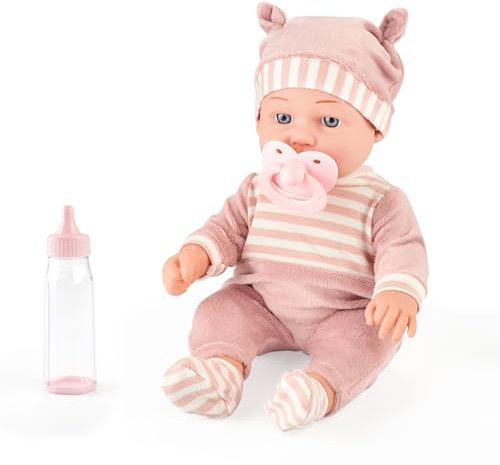 eDollable Set Giocattolo Bambola da 30cm in Scatola Regalo con Accessori Inclusi Copertina Morbida, Vestitini Rimovibili, Ciuccio e Biberon Bambini dai 3 Anni in Su
