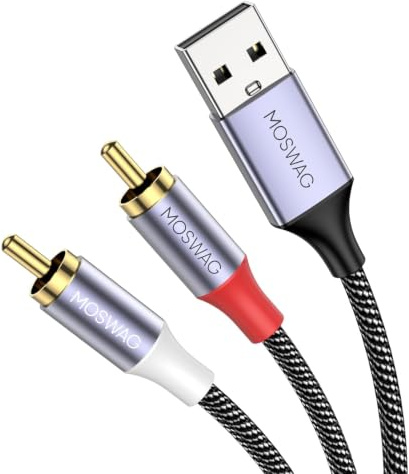 MOSWAG USB 2.0 auf Chinch Stecker Y Splitter Hi-Fi Stereo Audio Kabel 3 M