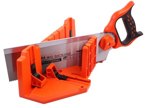 CYTGOUPER 14 Kunststoff Gehrungslade Stuckleisten und Gehrungssäge Set für präzises Schneiden, Stahl Gehrungslade für Stuckleisten, voreingestellte 90-Grad-, 45-Grad-, 22,5-Grad- und 0-Grad-Schnitte