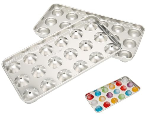Round Ice Cube Tray Stainless Steel Grid Ice Ball Maker Metal Reusable Cooling Ball for Wine Drinks Bar Restaurant Ice Sphere Whiskey Large Ice Maker