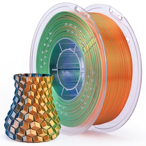 ELEGOO Silk PLA Filament 1.75mm Blau Grün Orange 1kg, Glänzendes Mehrfarbig 3D-Druckerfilament PLA Mit Hoher Maßhaltigkeit, 1KG Spule Für Die Meisten 3D Drucker
