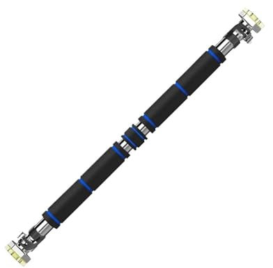 YJFIFRC Klimmzugstange Tür-Reckstange, Klimmzugstange, verstellbare Trainingsstangen, rutschfeste Klimmzugstange, Heimsport, Workout, Fitness-Studio-Ausrüstung Reckstange(65-85CM Black Blue)