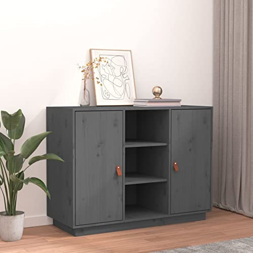 Xichuzi Sideboard Grau 100x40x75 cm Massivholz Kiefer, Kommode Schlafzimmer, Kommoden & Sideboards, Wohnzimmerschrank, Flur Kommode, Zimmer Möbel - 820134
