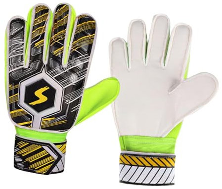 Folpus Fußball -Torhüterhandschuhe Training Handschuhe Schutzausrüstung Torwarthandschuhe Kinder Kinder, Gelbe Größe 9