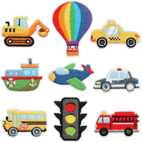 Calkkrer Parches de planchado bordados de autobús de dos pisos para niños, parches de costura y planchado, decoración de moda infantil, aplicaciones de ordenador para autocaravanas, duraderos y de