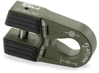 Factor 55 00080-14 Flatlink E (Expert) Replaces Conventional Winch Hook with a Stronger Shackle/D-Ring Mount Maximum Load 16,000 lb Ultimate Failure Greater Than 40,000 lb – OD Green