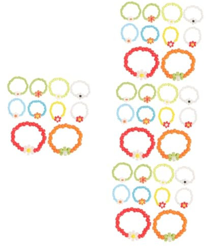 WOFASHPURET 40stücke Teiliges Bunter Handgefertigter Bead-ringe Für Mädchen Und Frauen Elastische Finger-ringe Mit Blumenmotiv Sommer-schmuckstück Für Damen