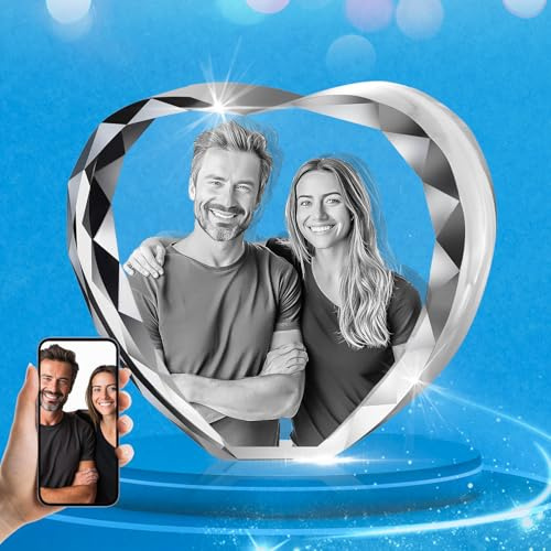 HAN'S LASER 3D Crystal Photo, Customized Valentines Day, Anniversary, Birthday, Couples Gifts, Personalized Gifts With Your Own Picture for Women, Wife, Mom, Girlfriend, Father, Husband (Medium)