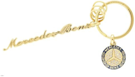Mercedes-Benz Schlüsselanhänger Classic Schriftzug gelbgoldfarben Edelstahl