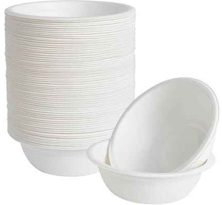 Disposable Bagasse Paper Bowls 12oz Pack of 50 | Sustainable, Compostable, Biodegradable Bagasse Bowls | Heavy-Duty Sugarcane Tableware | Microwave & Freezer Safe for Soup, Salads, Desserts & Parties
