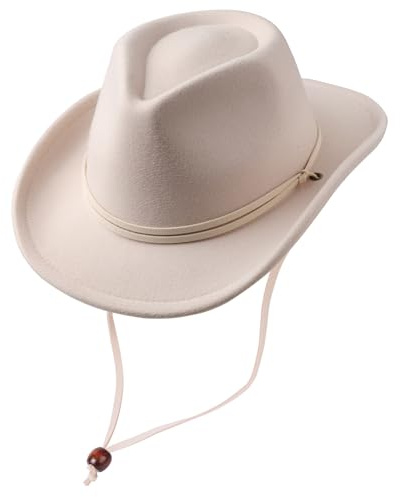 DRESHOW Cowboyhut Kinder Jungen Mädchen Fedora Hut Western mit Schnalle Gürtel Retro Panama Hüte mit Wind Lanyard Unisex Aufgerollte Mützen 3-8 Jahre