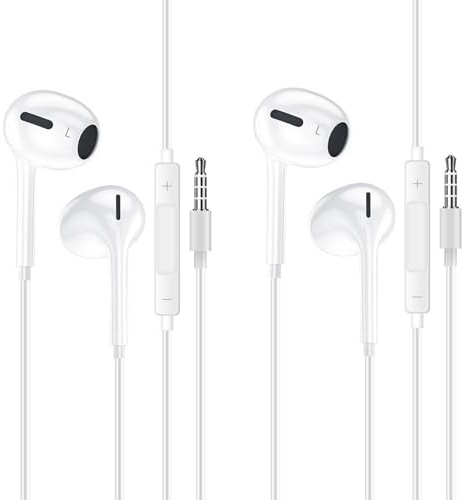 2 Pack Ecouteurs Filaire, Écouteurs Intra-Auriculaires Avec Câble, Jack 3,5 Mm Avec Microphone Et Contrôle Du Volume, Écouteurs Antibruit Pour Samsung, Ipad, Xiaomi, Mp3/4, Hua-Wei, Iphone 6/5/Se,Etc.