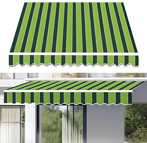 Tessuto di Ricambio per Tende da Sole Impermeabile Resistente ai Raggi UV, Telo di Copertura per Tende da Sole Retrattile in Poliestere per Finestra o Porta(365x300cm/12x10ft)