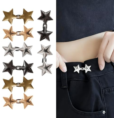 8 Pares de Pinzas para Pantalones, Botones de Estrella para Cinturón, Pinzas Anchas para Pantalones, Hebilla Ajustable para Jeans, Cinturones de Pantalón, 4 Colores