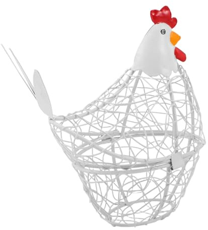 Healifty Kitchen Wire Egg Basket Metal Storage Holder for Fridge Counter White Woven Style for Organizing Eggs and Vegetables