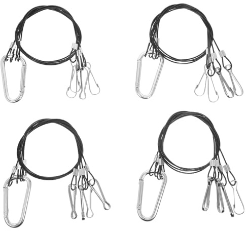 JECOMPRIS Set 4 Ganci in Acciaio Inossidabile per Corda Piante Supporto Sospensione Luci per Acquario e Cestini Corde Metalliche Regolabili per Lampade da Coltivazione e Giardinaggio