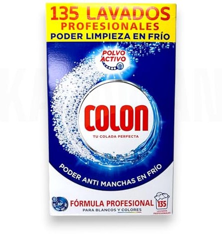 Detergente en Polvo Activo, Poder Antimanchas en Frío, Fórmula Profesional para Blancos y Colores, 135 Lavados, 2800 ml