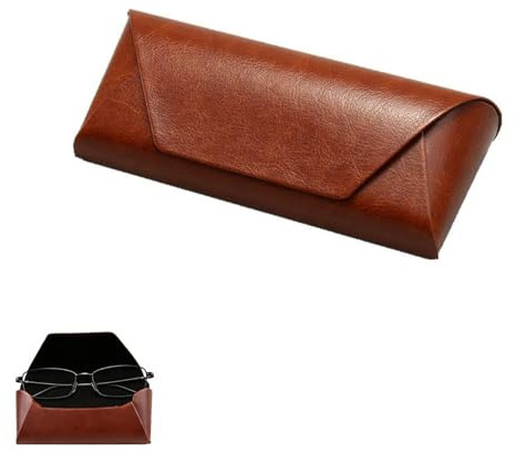 Estuche rígido para gafas, estuche vintage de cuero PU para gafas, estuche portátil para gafas de sol, Glasses Case para mujeres y hombres para la mayoría de gafas, regalos mejor abuelo abuela para