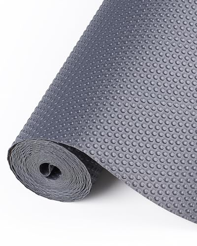 Acual Tapis Fond de Tiroir, 30 cm x 3 m Protege Plan de Travail Cuisine | Antiderapant Non-adhésif, Convex Dots Découpable Protection Tiroir Cuisine, PEVA sans BPA, Résistant Eau et Huile (Gris)
