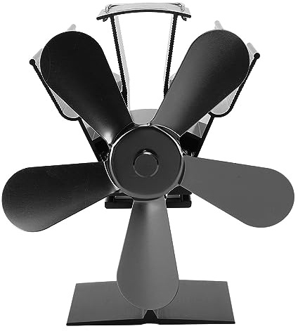 Zonizforceal 5 Blades Heat Powered Stove Fan, Wood Stove Fan for Fireplace, Silent Eco - Friendly Heat Circulator with Aluminum Alloy Blades for Wood Burning Stove Pellet Log Burner (Black)