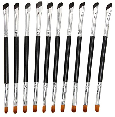 10pcs Sickle Eyeliner Brush, Double Ended Eyeliner Brush for Precise Makeup Application, Soft Synthetic Fiber Cosmetic Detail Brush with Comfort Grip Handle for Smudging