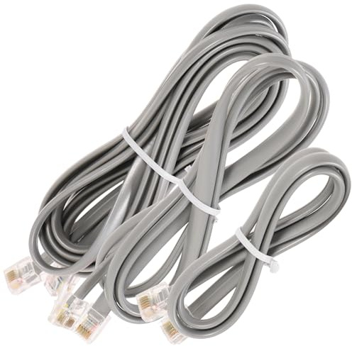 Alipis Cavo Telefonico Doppino 3pezzi 6 Fili 6p6c Rj12 Resistente All'usura in Rame e Pvc per Uso Ufficio e Casa