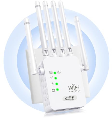 2026 New WiFi Repeater,WiFi Extender Booster,Covers Up to 10000 Sq.ft and 50 Devices,Internet Booster - with 2 Ethernet Ports, Home Wireless Signal Booster, Quick Setup, UK Plug