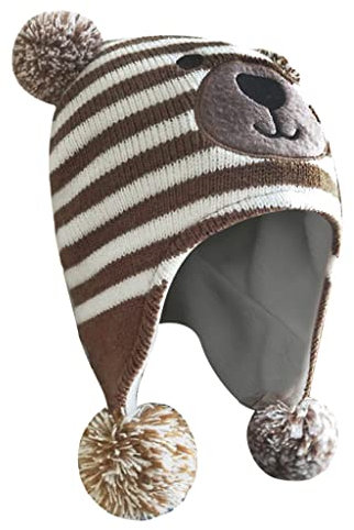 Winter Babymütze Kindermütze Warm Strickmütze Earflap Hut Kappe Cap Cartoon Bommelmütze Beanie Mütze Schlupfmütze für 2-5 Jahre Kinder(52-54CM)…