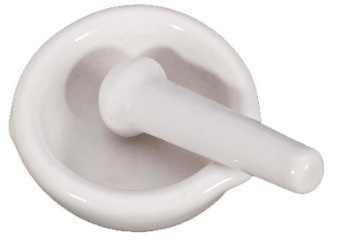 Keramik Mörser mit Tülle und Pistill/Stößel weiß 10,5 cm Durchmesser für Kräuter