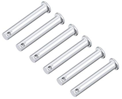 sourcing map 6 Stück Steckbolzen Einloch Rundbolzen Gabelbolzen Flachkopf, 8mm X 55mm Splintstift Verzinkung Massiver Stahl Lochbolzen