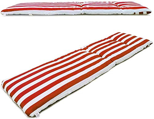 VIGIVISION Cojín para Tumbona Medidas 180 x 55x 5cm Colchón Tumbona Acolchada.Raya Rojo.
