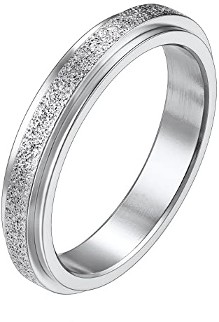 Richsteel Spinner Ring für herren Damen 8mm breit Sandgestrahlt Bandring Drehbarer Ring für Geburtstag Valentinstag Verlorbung